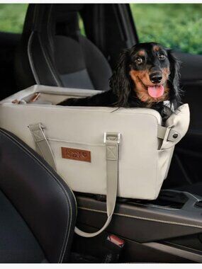 NWOT - FunnyFuzzy Deluxe Faux Leather Center Console Pet Car Seat and Carrier